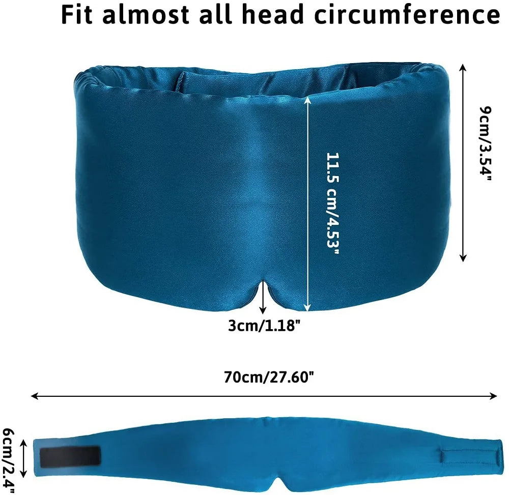 100% Mulberry Silk Sleep EyeMask+Sponge Earplugs,Sleep Mask Adjustable Headband Blocking Light Eyepatch for Travel&Nap Sleep