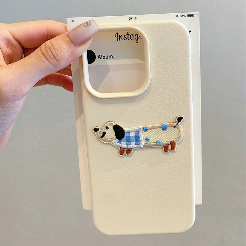 3D Cartoon Dog Phone Case - Shock-Absorbing Cover for iPhone Series White Tidesmit
