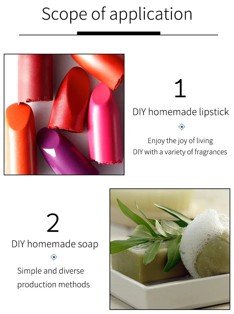 Colorful DIY lipstick bullets and homemade bar soap, ideal for fruit-scented lip gloss and soap making projects.