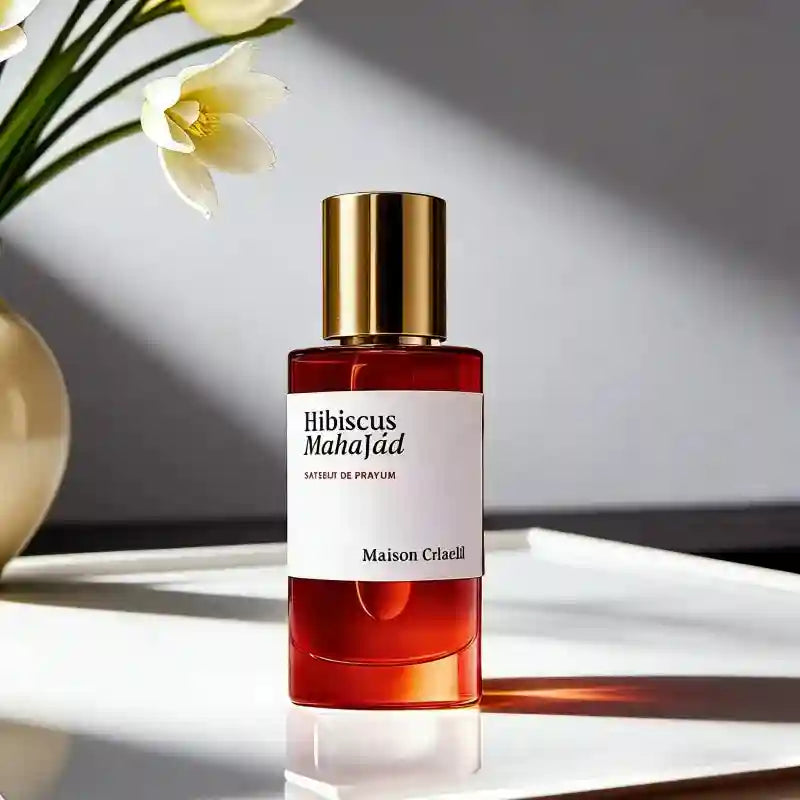 Maison Crlaell Hibiscus Mahajád unisex EDP, 100ml amber bottle, luxury long-lasting Arabic floral cologne for all.