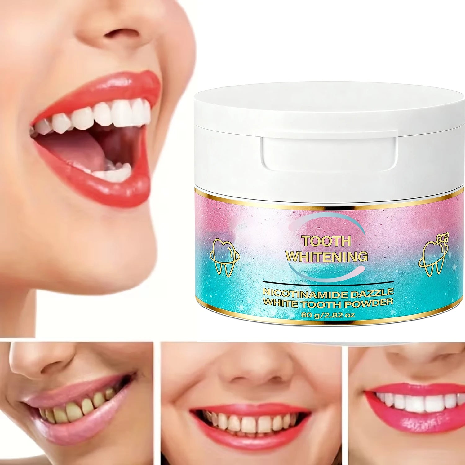 Tidesmit Niacinamide Dazzle White Tooth Powder with Kiwi Extract for gentle teeth whitening and deep cleansing