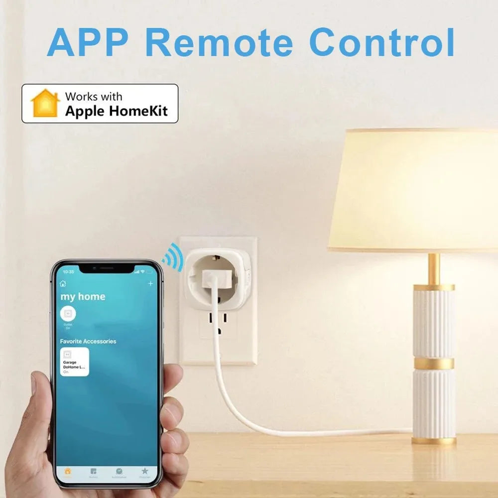 Matter WiFi Smart Socket EU16A Mini Smart Plug Adapter APP Control Works with HomeKit Alexa Google