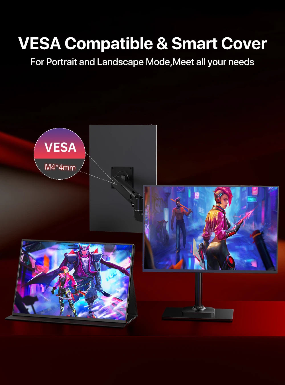 UPERFECT 2K 144Hz 18” Portable Gaming Monitor 100% DCI-P3 VESA Mount Matte Screen Mini HDMI & USB-C Travel Monitor for Laptop