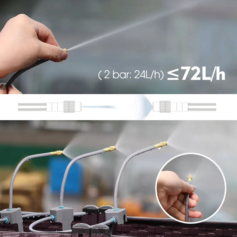 MUCIAKIE Advanced Garden Misting Irrigation System - 20cm Flexible Brass Nozzle with Quick Connect for 1/4" Hose,Garden Farm