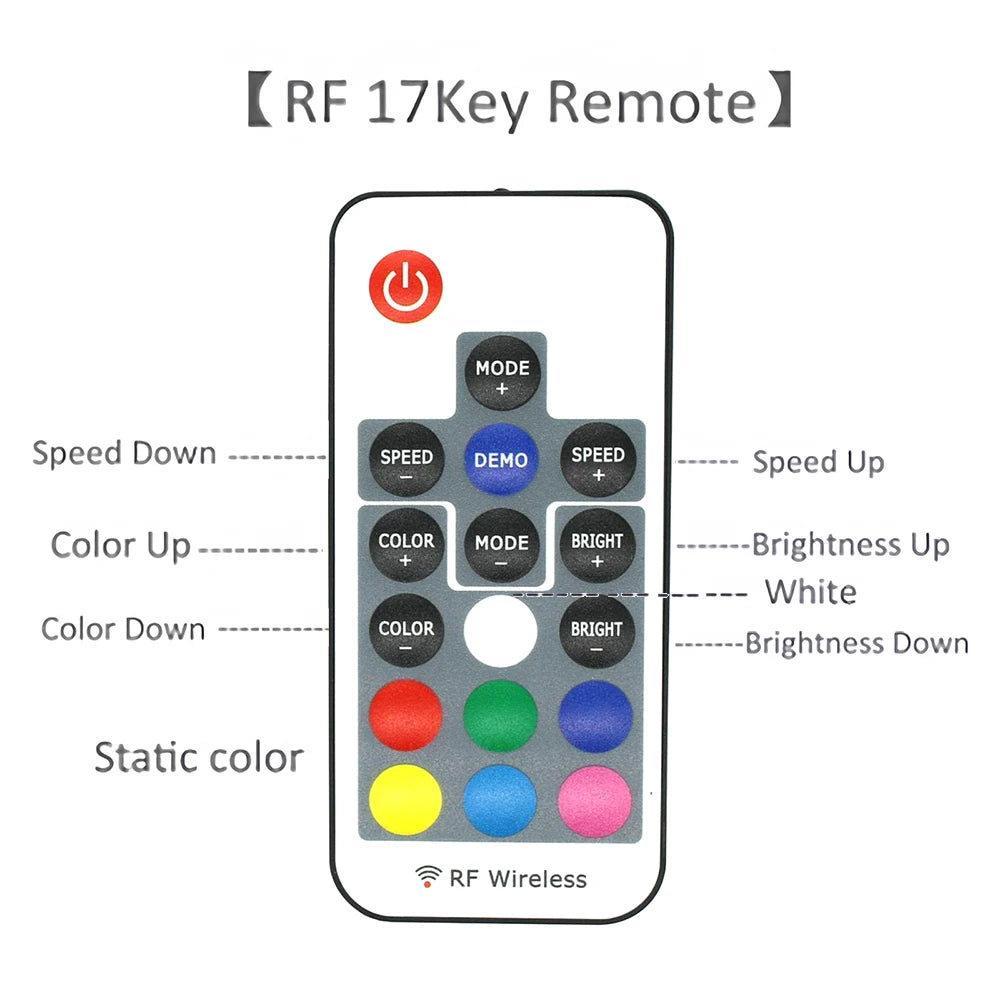 Bluetooth RGB LED Neon Strip Light 5V 3AA Battery Box 17Key 24key 44key Remote Control 108Leds/M 1M 2M 3M Waterproof Home Decor