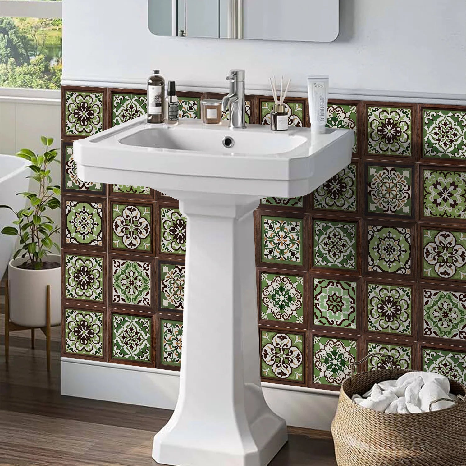 12 /24pcs Mosaic Tile Stickers Crystal PE Backsplash Tile for Kitchen Peel and Stick Self Adhesive Tiles Decal for Kitchen Bath