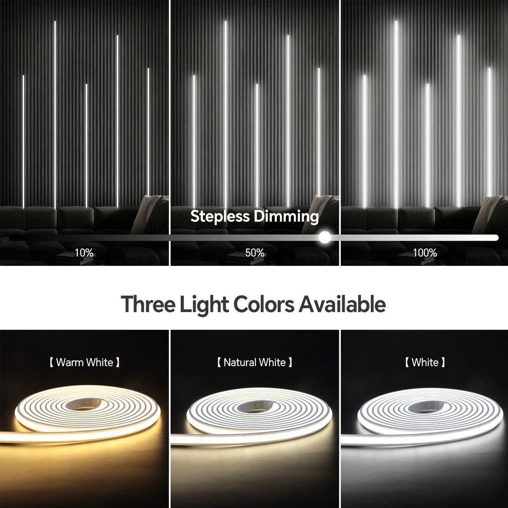 Bluetooth APP Control Self-Adhesive Neon COB LED Strip Light Bedroom Embedded Acoustic Wall Panel Decor Backlight LED Tape