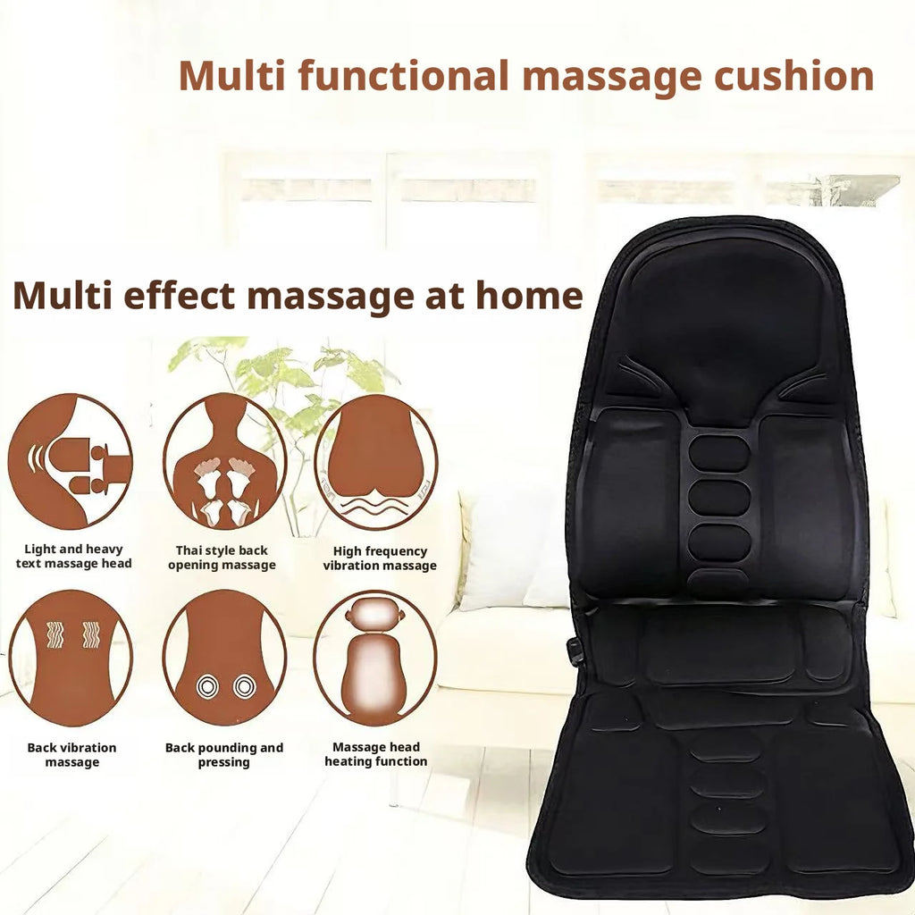 Electric Massage Cushion with Heat Therapy for Car and Home Massage Cushion Black Tidesmit