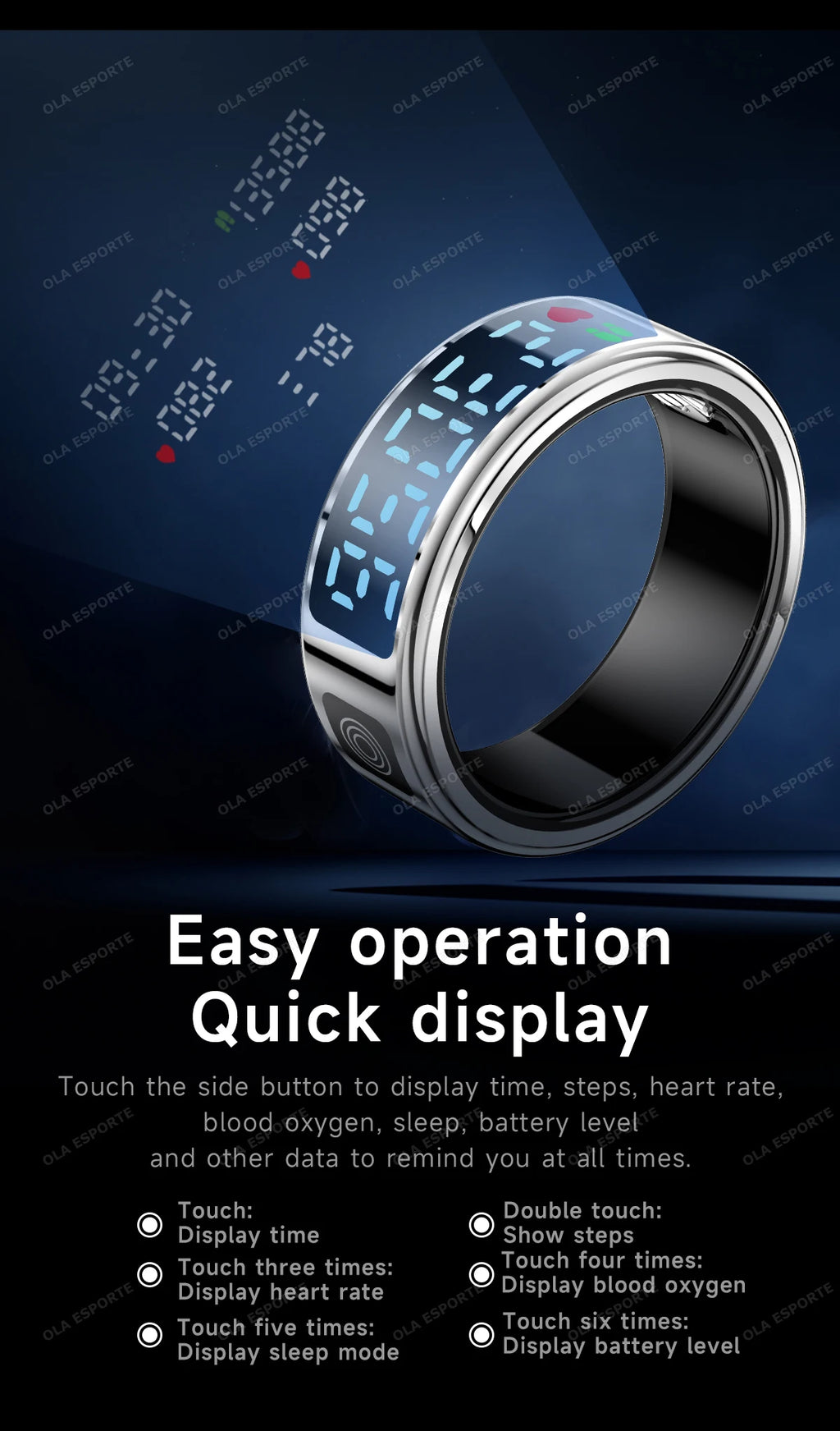 Smart Health Ring with Biometric Heart Rate and Blood Oxygen Tracking Tidesmit