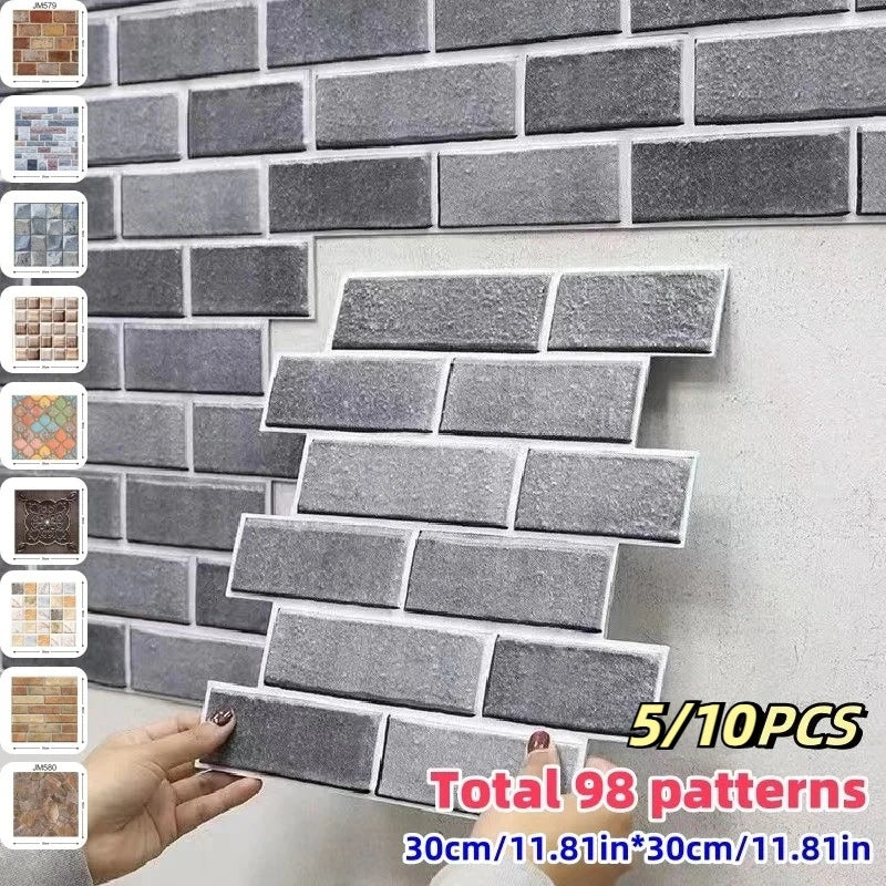 5/10Pcs Peel and Stick Tile Backsplash Thicker Design Marble Tiles 12"X12" Stick on Backsplash Self Adhesive Tiles for Any Room