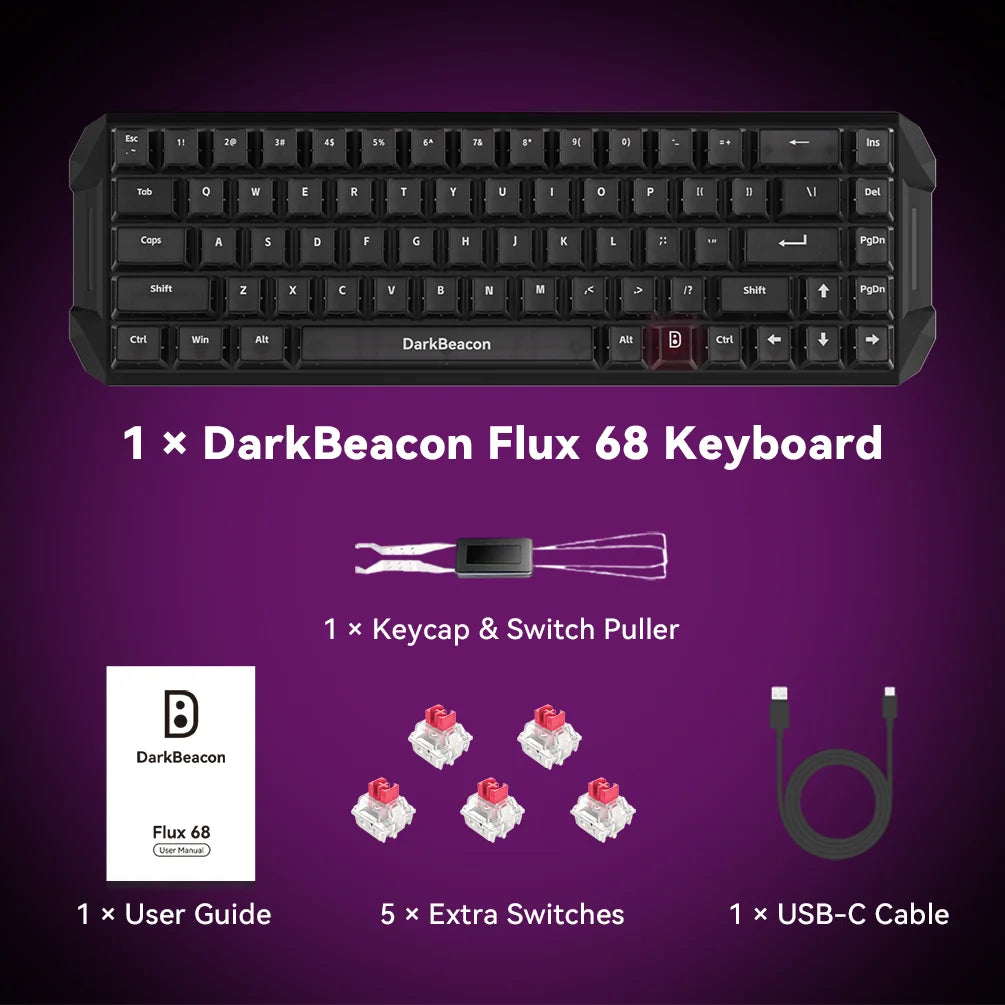 DarkBeacon 65% HE Magnetic Gaming Keyboard Flux 68 Wired RGB Hot Swappable Gasket Mount Structure Keyboards for Laptop PC Gamer