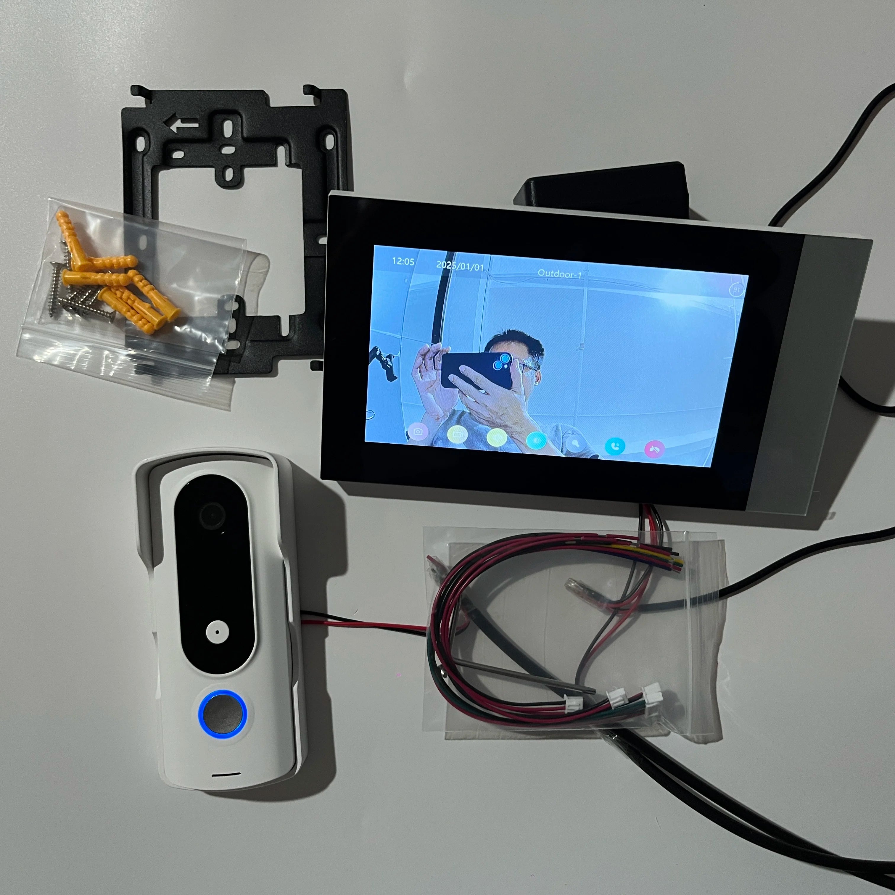 New 2 Wire Video Intercom System 7'' Color Touch Screen Tuya Wifi 1080P  Rainproof Call Panel IR Camera for Home Villa Buil