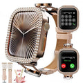 Women Luxury Smartwatch with Sparkling Rhinestones & Metal Wristband, Interchangeable Straps. Features BT Calling, Heart Rate Tracking, Wireless Charging, 110+ Exercise Modes, 3ATM Waterproof, AMOLED Touchscreen, 7-Day Batter