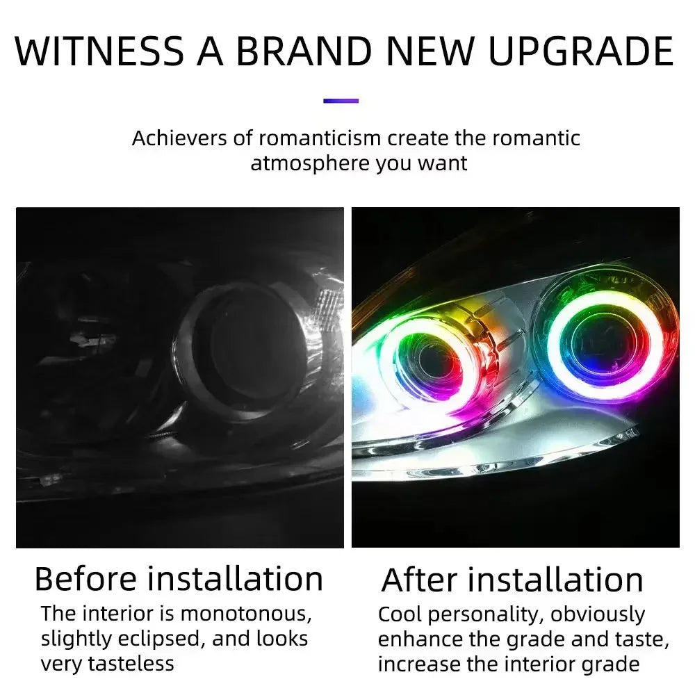 RGB LED Angel Eyes Halo Ring Light - Bluetooth APP Control 4PCS Kit Tidesmit
