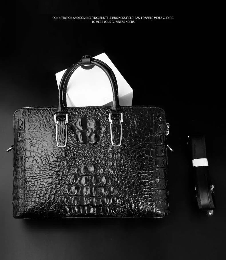 xipijiang new crocodile bag  business men  briefcase  men handbag  male  One-shoulder  Double zipper