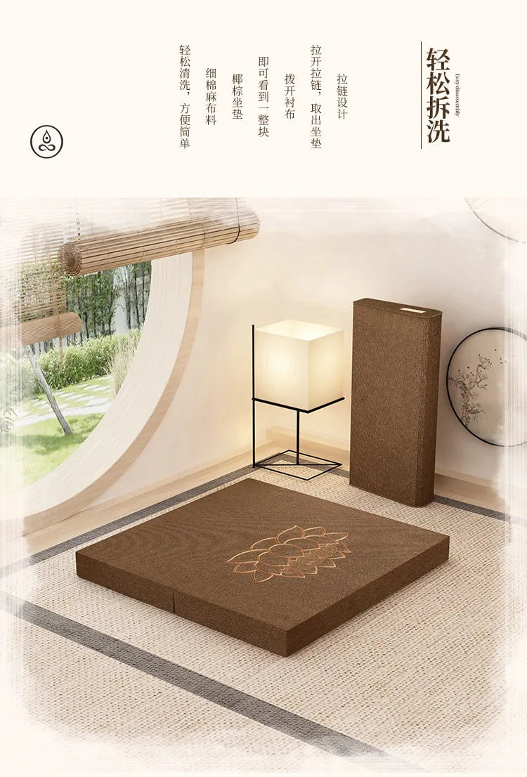 Seat Cushion Meditation Mat Futon Kneeling Meditation Home Thickened Folding Fabric Coconut Palm Zen Mat