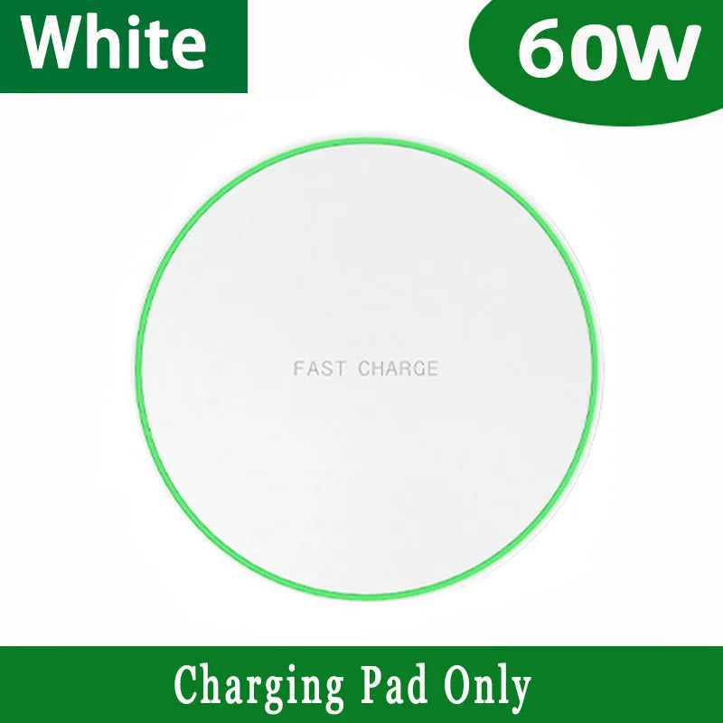 60W Fast Wireless Charging Dock - Qi Certified for iPhone and Samsung White Tidesmit