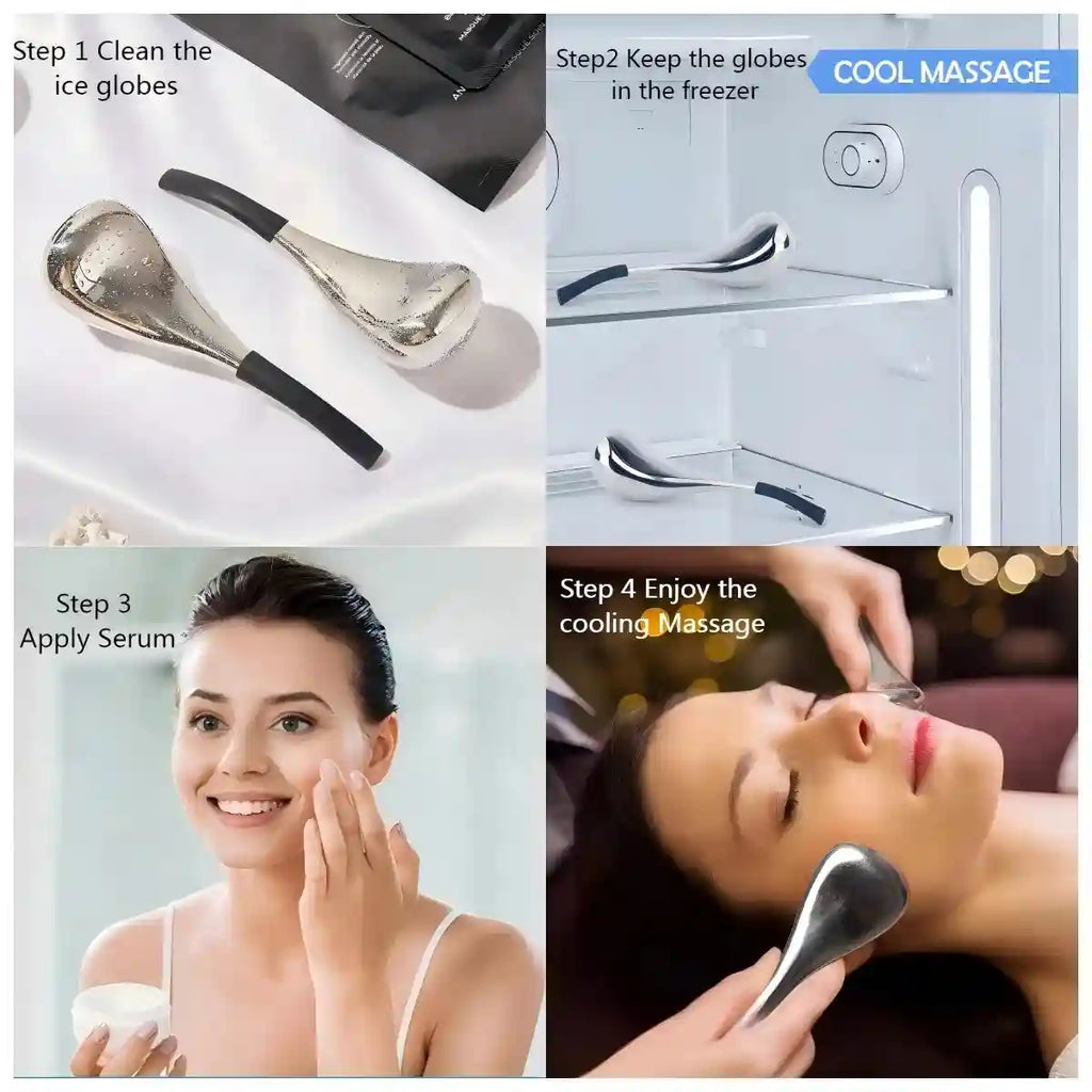 Stainless Steel Ice Globes for Face - Cold Therapy Cryo Sticks Eye Massage Instrument Tidesmit