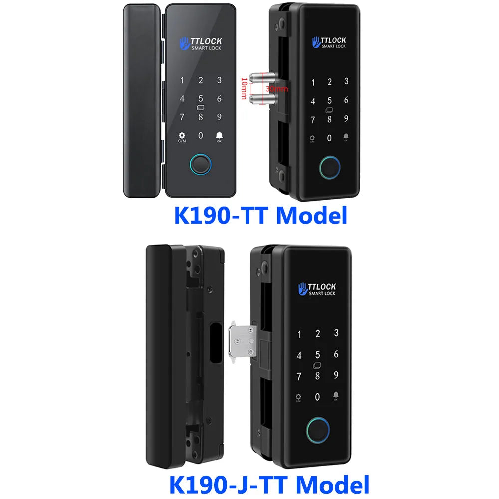 Bluetooth TTLOCK APP Unlock Control Smart Glass Door Lock Electronic Biometric Fingerprint Electric Lock Password 13.56Mhz RFID