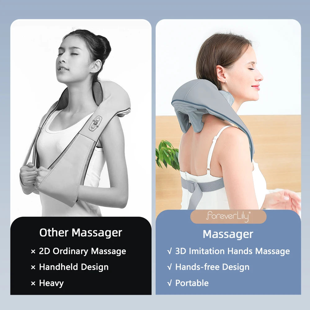 Back Massager Shawl with Heat - Rechargeable Deep Tissue Relief Device Back Massage Instrument Tidesmit