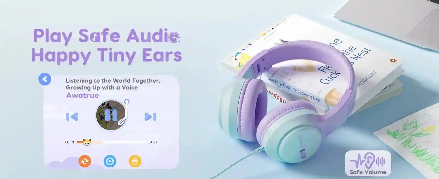 Wired Kids Over-Ear Headphones – Stereo Sound – Tidesmit Series Tidesmit