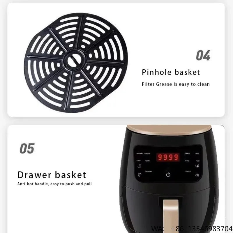 Large Capacity Smart Electric Air Fryer for French Fries Household Multifunctional Plastic Machine Wholesale