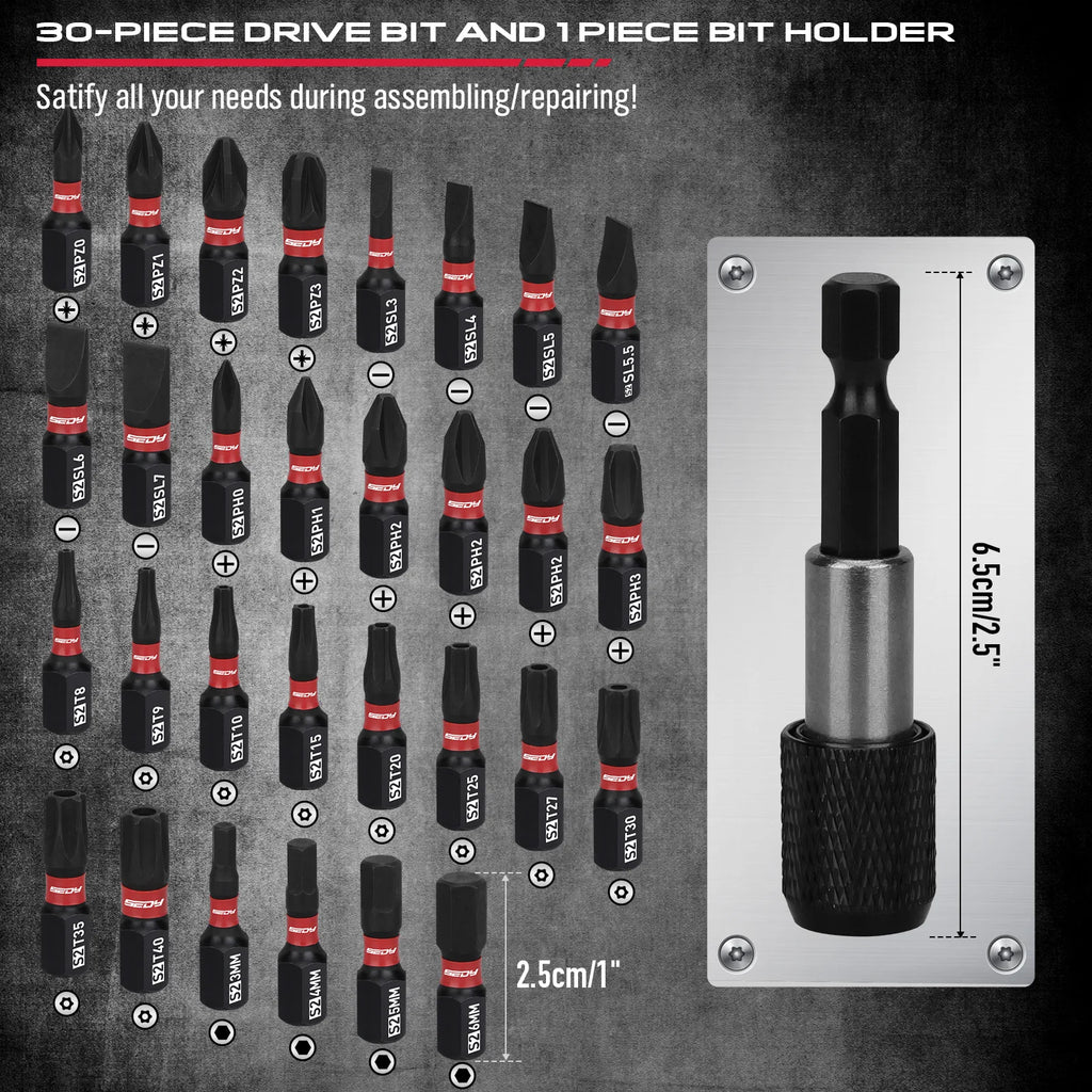 SEDY 64-Piece 1/4" Drive Impact Socket Wrench Driver-Bits Set Cr-V Metric&SAE Deep and Shallow Socket Set S2 Power Bits