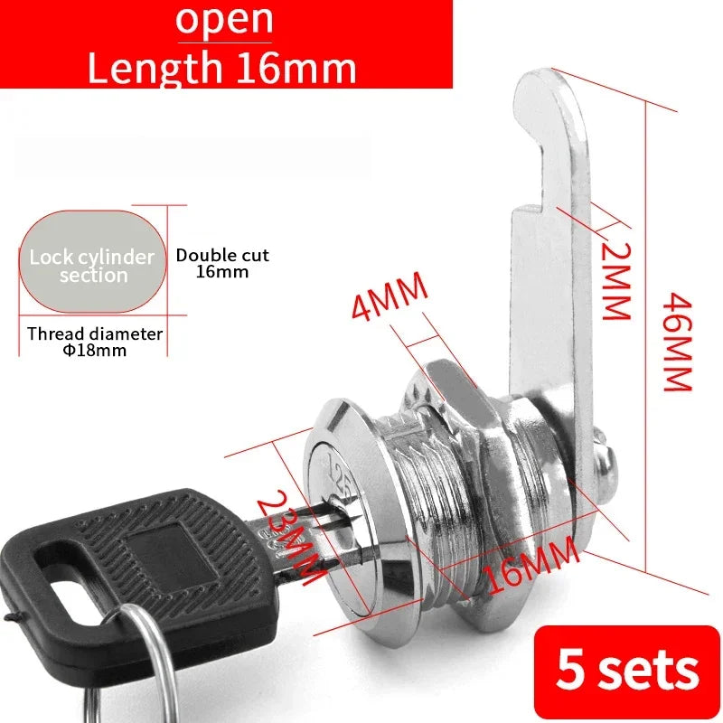 5/20/100SETS 16mm 20mm 25mm 30mm 35mm Metal Rotary Key Switch Push Button Lock Switch Latching Cylinder Cabinet Security Locker