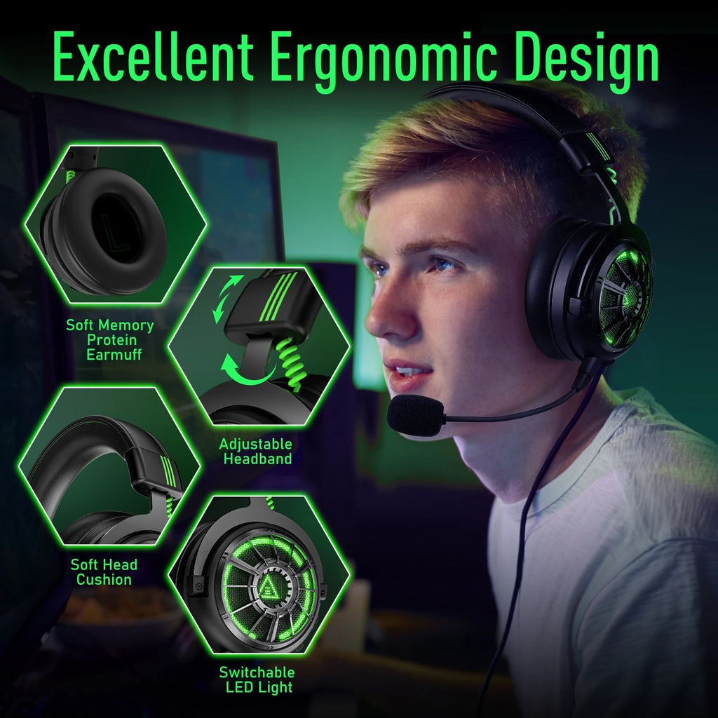 7.1 Surround Sound Gaming Headphones with ENC Mic - E5000 Pro Tidesmit