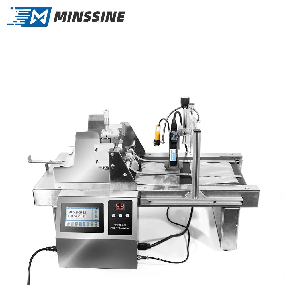 Industrial paging printer machine with control screen and barcode print module