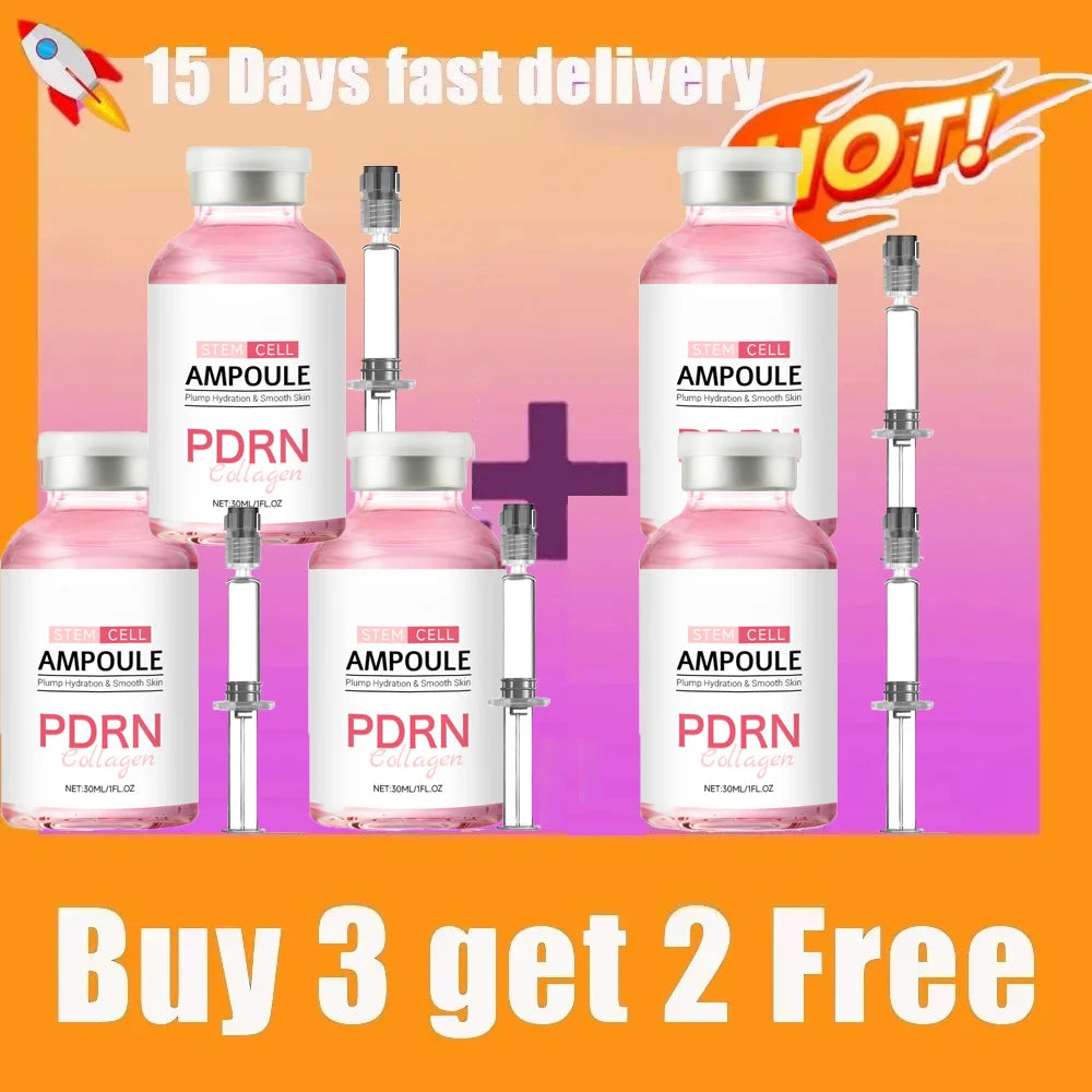 Set of pink serum ampoule bottles with clear droppers and silver caps