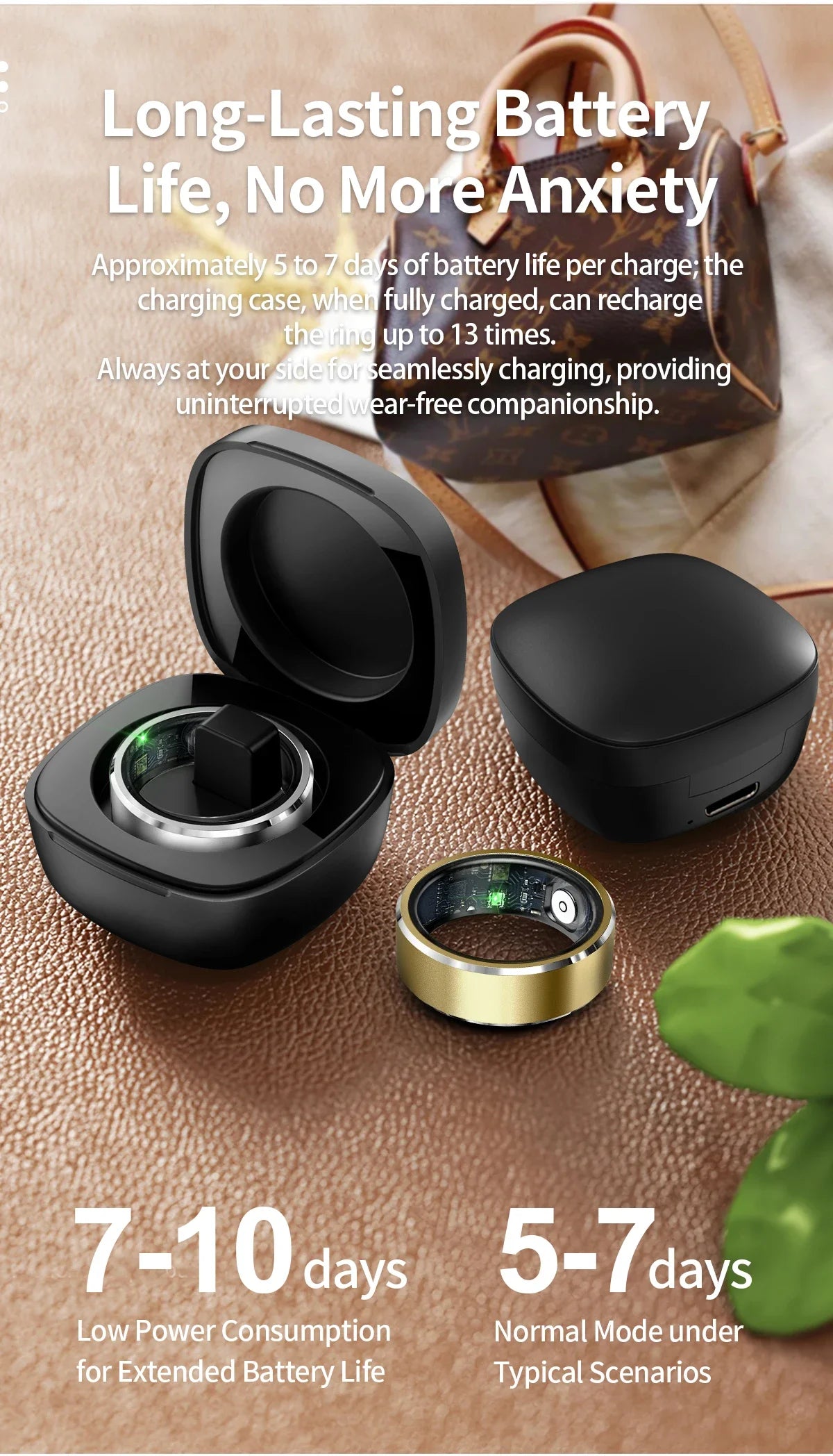 Smart Health Ring Fitness Tracker with Heart Rate & Oxygen Monitor Tidesmit