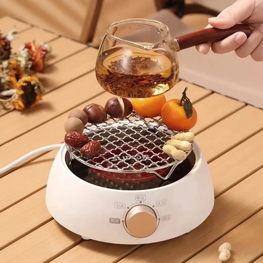 Portable Round Air Fryer Rack Stainless Steel Stackable Grid Grill with Foot Cooling Rack Home Kitchen Oven Steamer Cooker