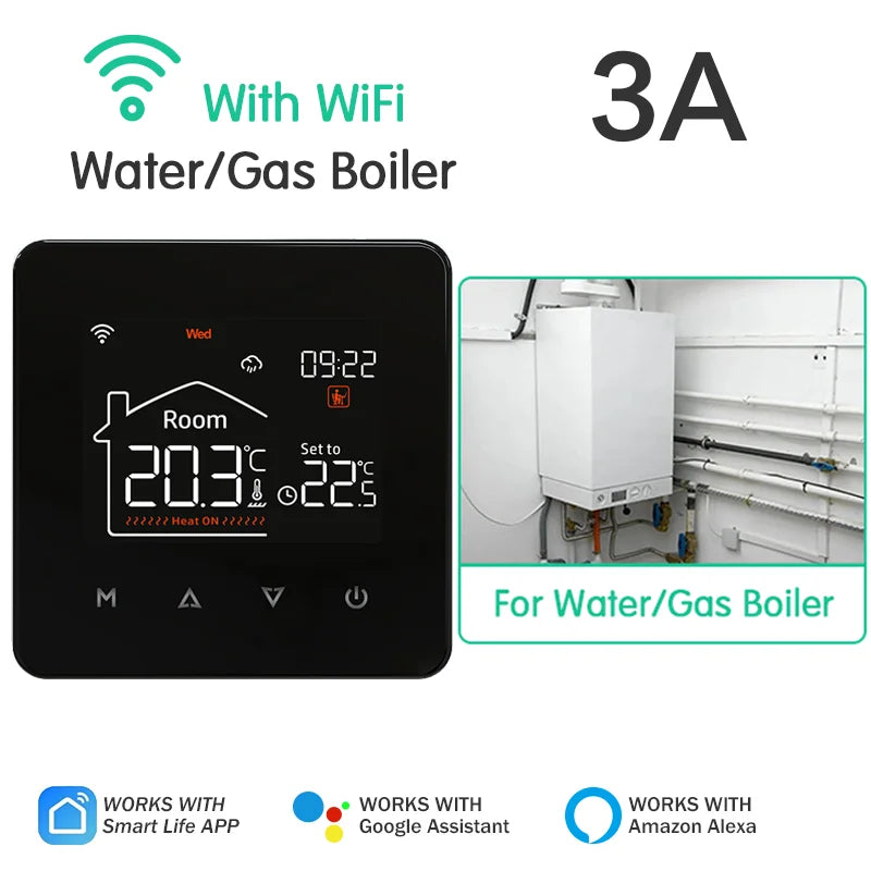 WiFi Smart Thermostat for Electric & Water Floor Heating | Tidesmit Water Gas Boiler Tidesmit