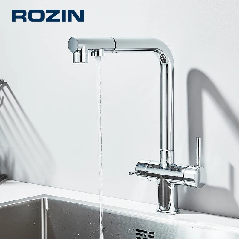 Black Water Purifier Kitchen Faucet 2 In 1 Pull Out Flexible Hot and Cold Water Mixer Tap with Filter Nozzle Faucets