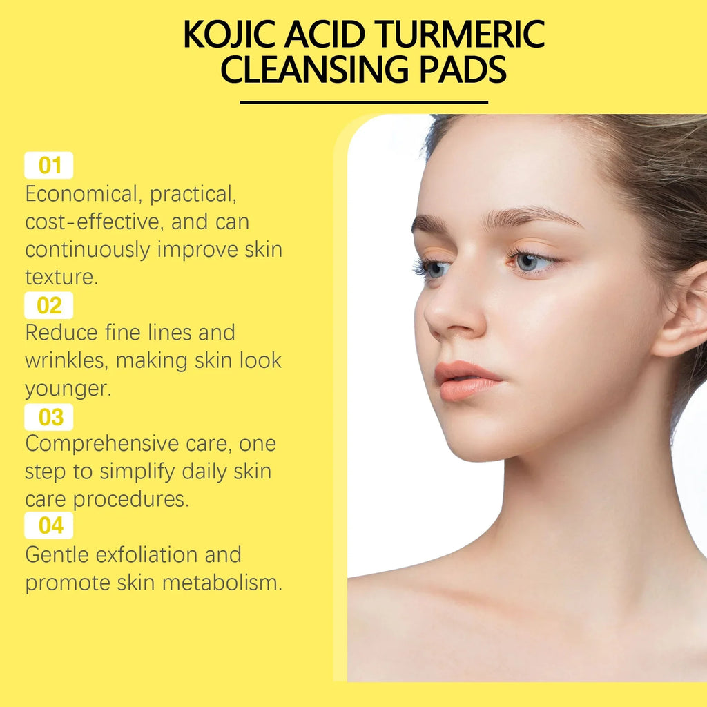 Turmeric Kojic Acid Cleansing Pads Exfoliating Pads Shrink Pores Removing Dead Skin Smooth Brightening Skin Face Cleansing