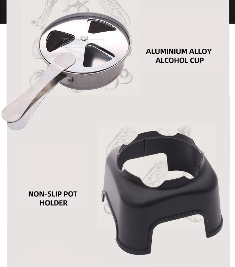 Black non-slip pot holder with aluminum alloy cup lid and steam insert