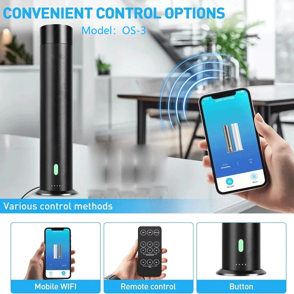 Smart Waterless Aromatherapy Essential Oil Diffuser Professional Scent Air Machine Column Aroma Diffuser for Home Large Room