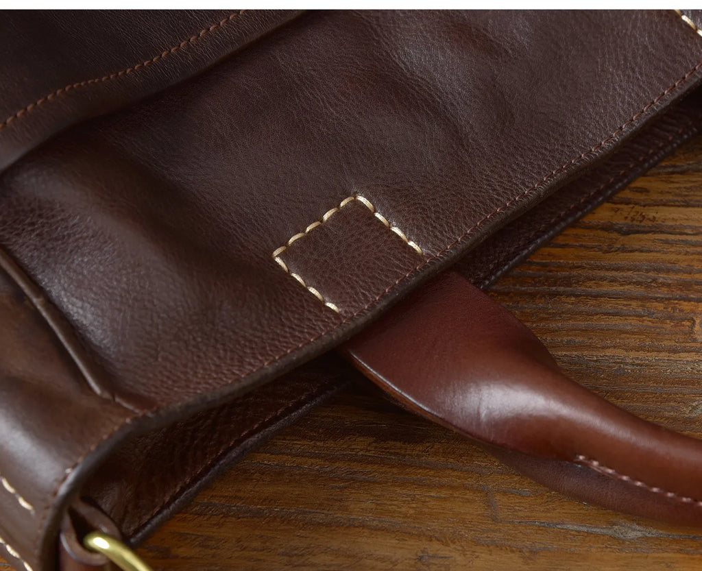 Fashion organizers designers handmade genuine leather men's tote bag outdoor travel luxury vegetable tanned cowhide handbags