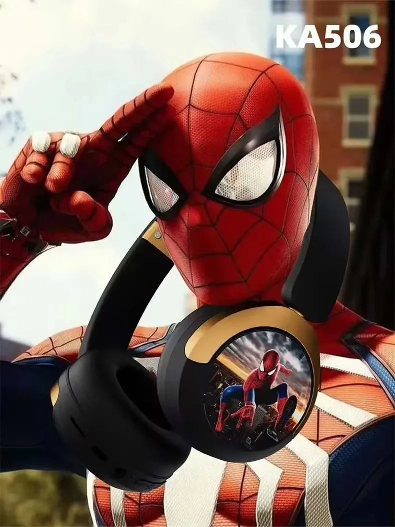 Spider Man Kids Wireless Headphones - Foldable Over-Ear Bluetooth Audio Tidesmit
