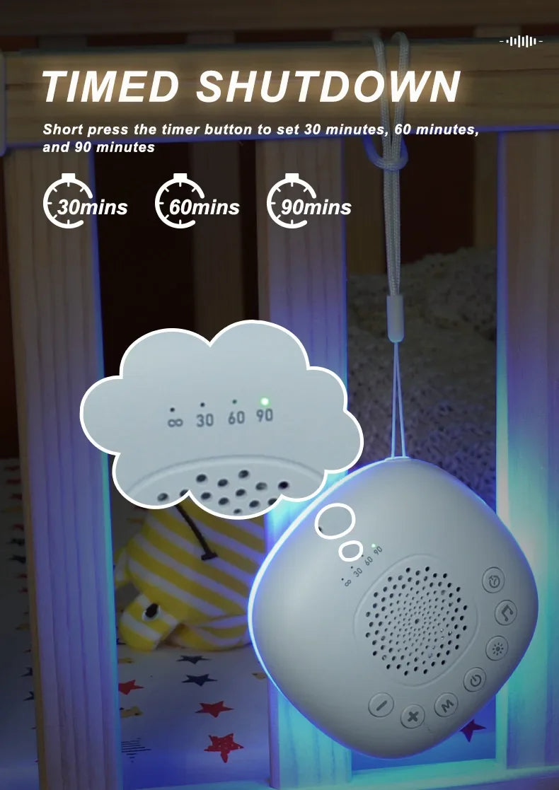 White Noise Machine Portable Baby Sleep Machine Soothing Sounds Sleep Therapy Sound Monitor Generator for Babies Adult Relax