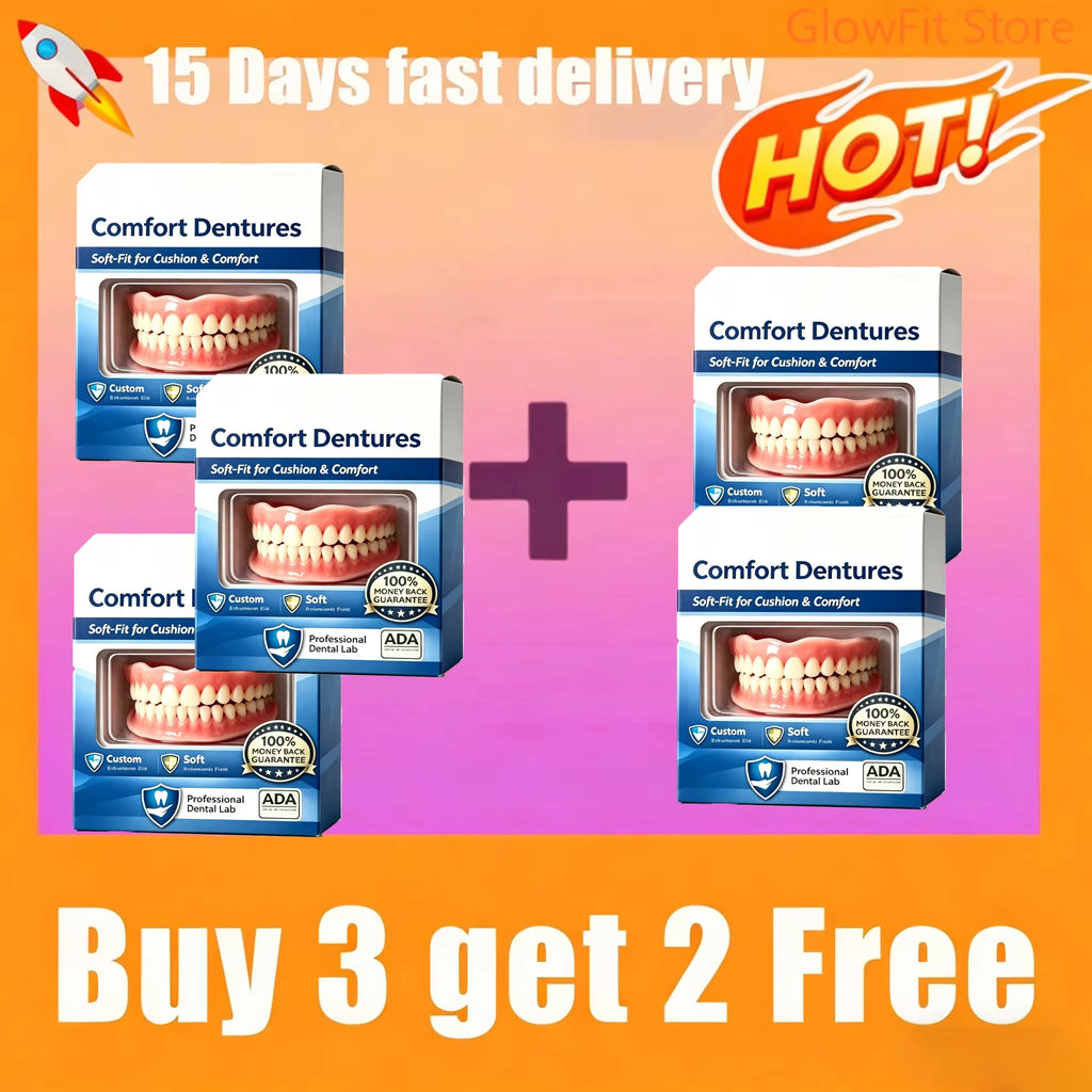 Upper & Lower Full Mouth Silicone Dentures, Lifelike Fake Teeth, Ideal for Daily Oral Care & Confidence Boost