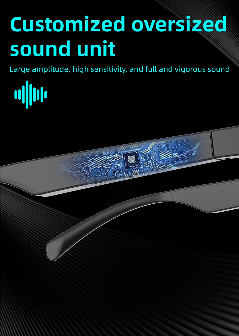 Bluetooth Smart Glasses - Immersive Spatial Audio Hands-Free Black Tidesmit