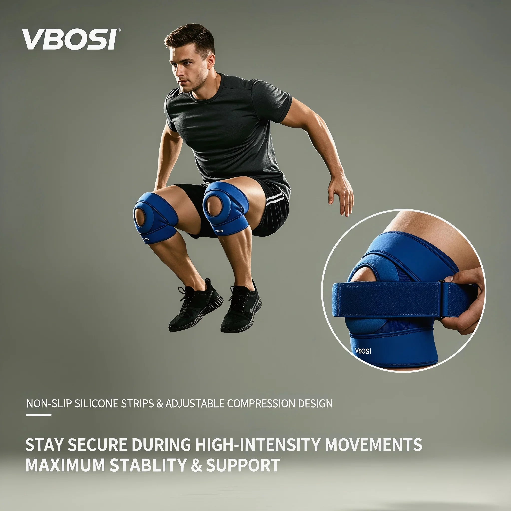 1PC Adjustable Knee Brace Patella Support - Open Patella Design for Knee Pain Arthritis Meniscus Relief Sports Basketball Runnin