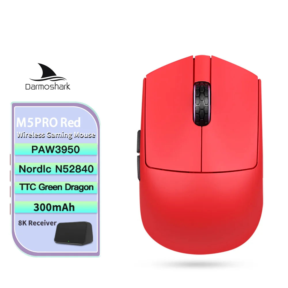Darmoshark M5Air V2 Forged Carbon Fiber Gaming Mouse Wireless 8K Macro Mouse 30KDPI  Finger Grip Small Hand Mice 30g Lightweight
