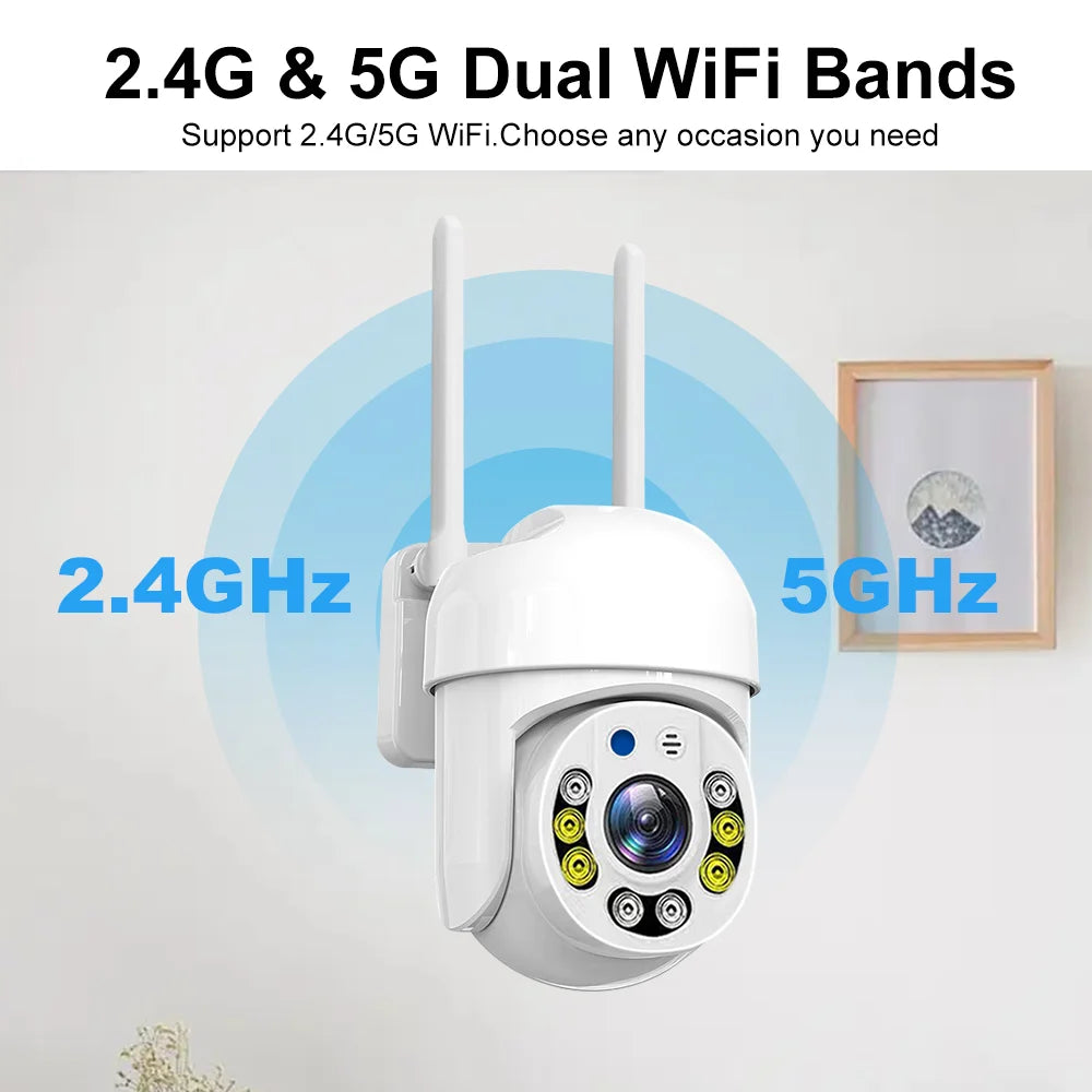 Tuya 5G Wifi Camera PTZ Outdoor waterproof Home Security-protection Color Night Vision Audio Surveillance Human Motion Detection
