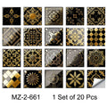 20pcs Classic Black Gold Ornate Baroque Style Tile Transfers Waterproof Stickers for Home Renovation