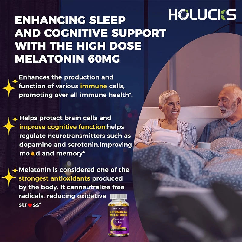 Buy 2 Get 2 Free! Liposomal Melatonin Capsules, Support Insomnia Relief & Jet Lag Recovery, Quick Sleep Onset & Restful Nights