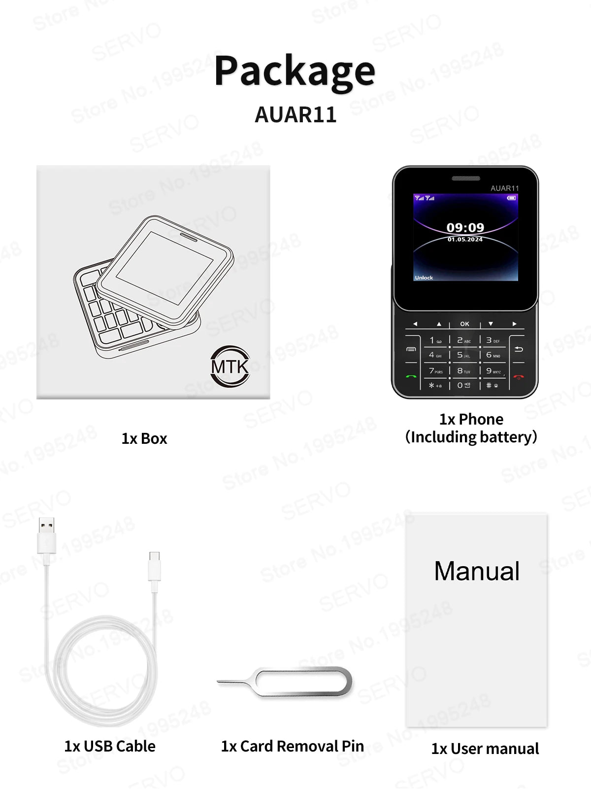 Low Price Sale SERVO AUAR11 2G GSM Rotate Screen Dual SIM Speed Dial Magic Voice Flashlight 2.4" Side Slider Square Cellphones