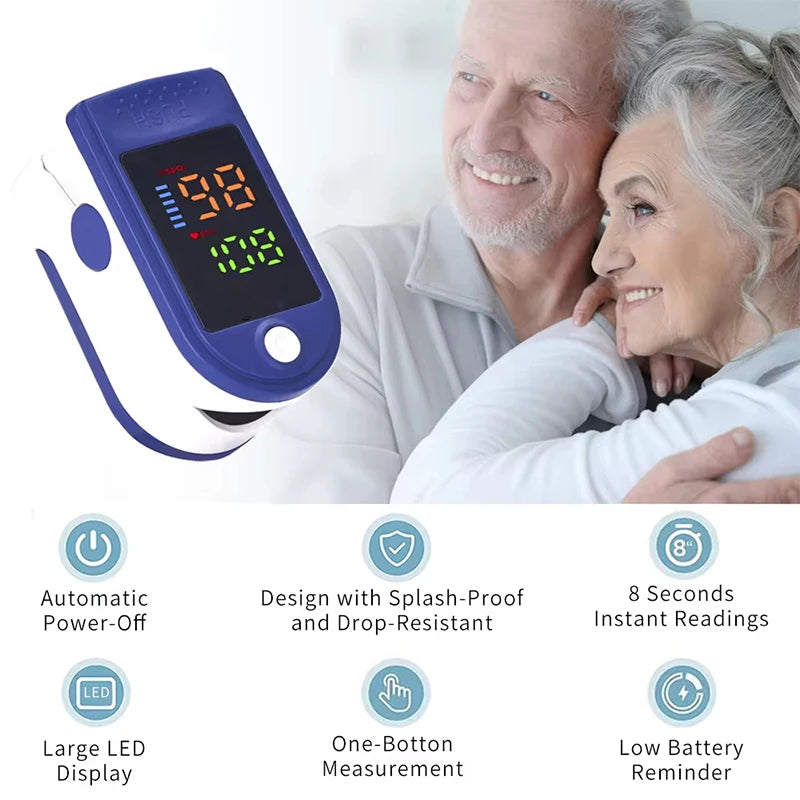 4 Colors Oximeter Portable Fingertip Pulse Blood Oxygen Saturation Monitor LED Display Fingertip Oximeter Testing SPO2